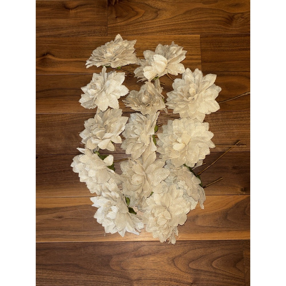 Burlap Natural Burlap Dahlia Pick Centerpiece Decoration- 13 Pieces